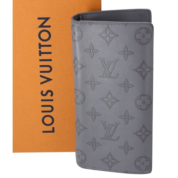 Louis Vuitton Gray Monogram Shadow Portefeuille Brazza M81335 Long Wallet - Picture 1 of 7